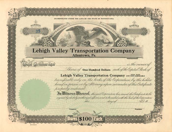 Lehigh Valley Transportation Co. of Allentown, PA.